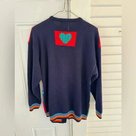 Tulchan bright colorful abstract floral chicken cardigan oversize medium F42 - Picture 5 of 5